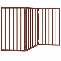 Black freestanding three-panel dog gate in poplar wood with a water-based paint finish