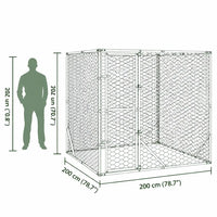 Height comparison showing the 2 m tall galvanised steel dog run beside a human silhouette