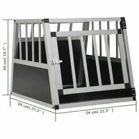 Measurement diagram of the single door car dog crate showing 54 x 69 x 50 cm dimensions