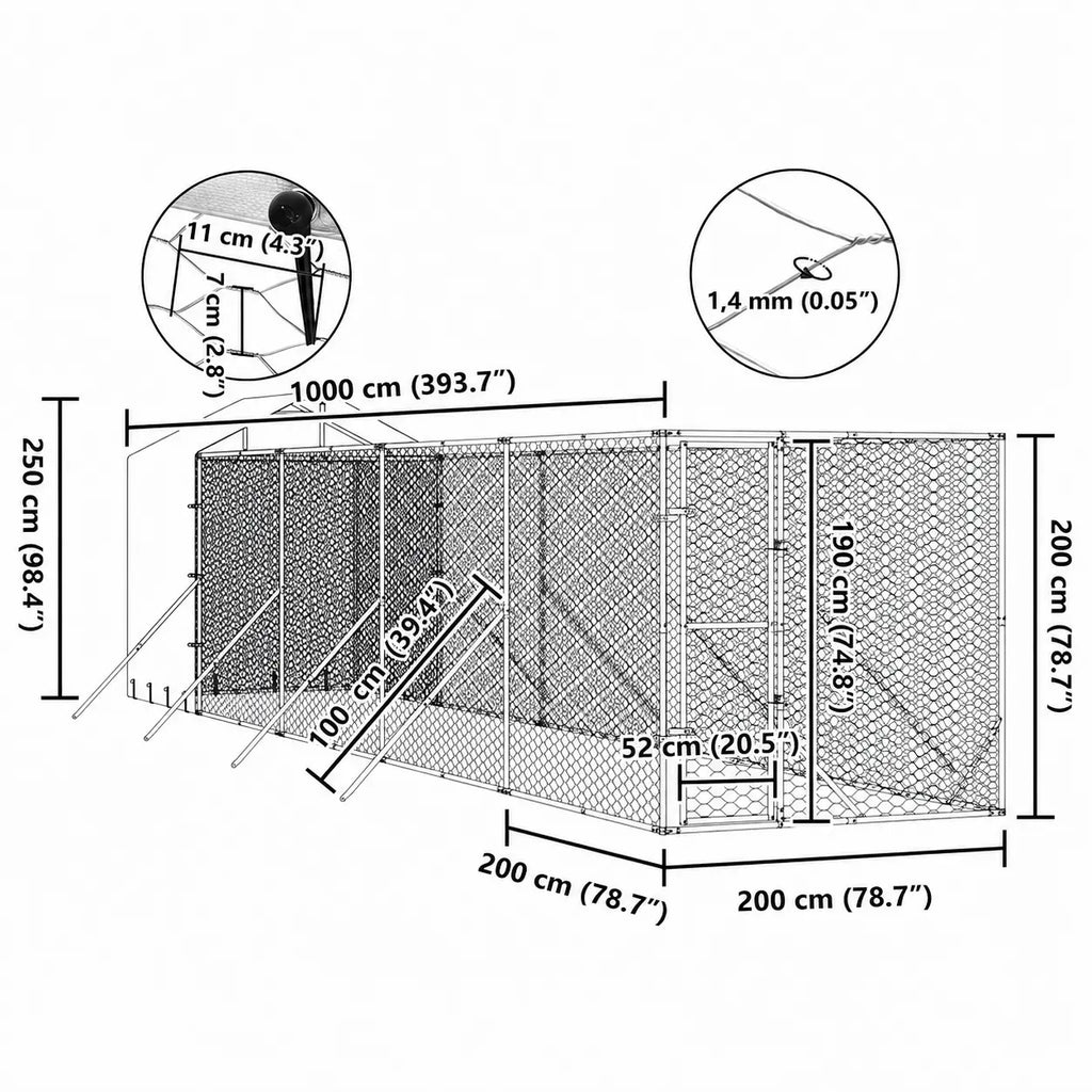 Dog Kennel with Roof & Sidewalls - Silver