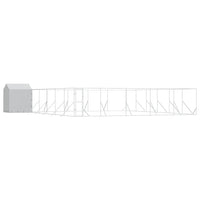 Dog Kennel and Run - Silver, Galvanised Steel