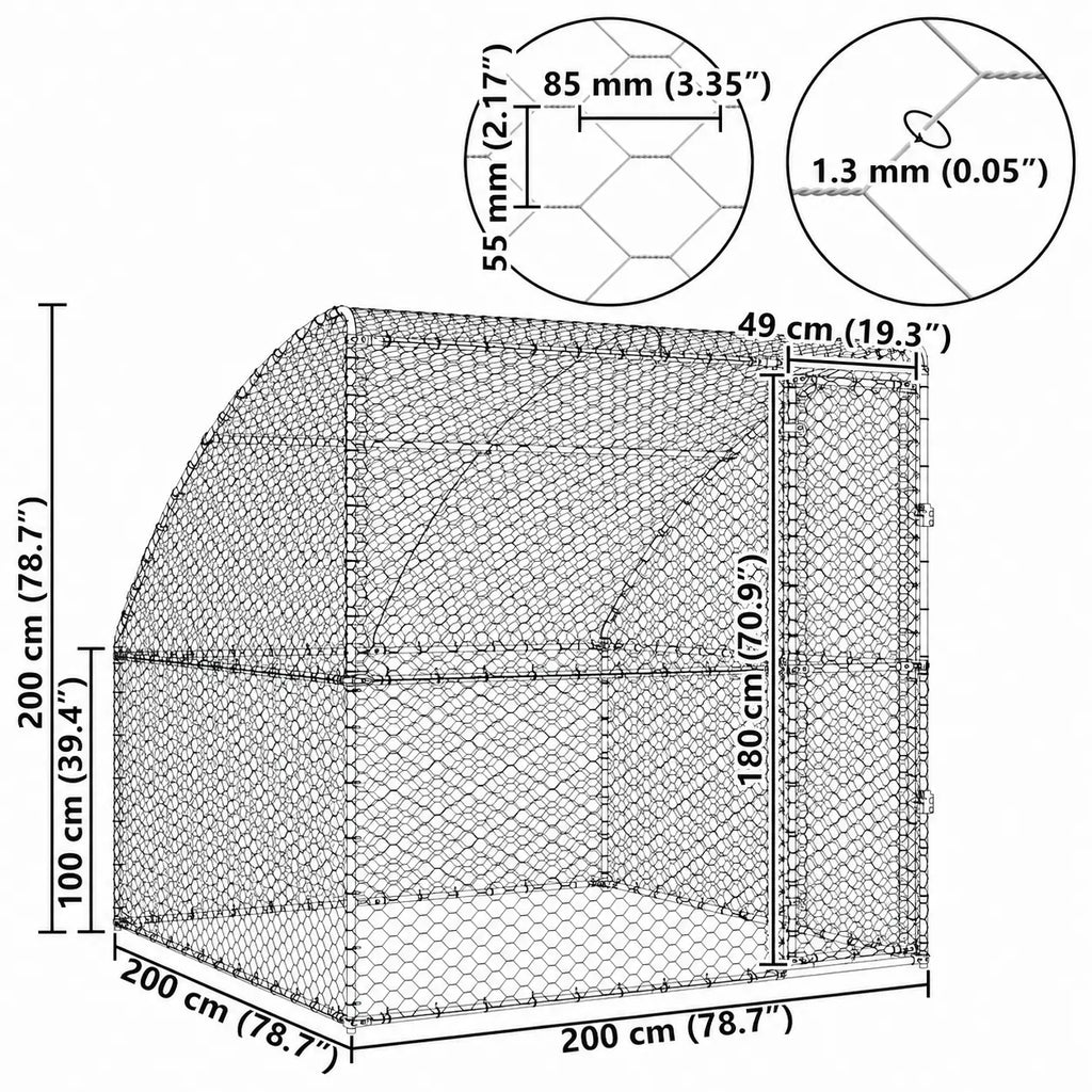Outdoor Dog Kennel with Mesh Roof – Silver, Galvanised Steel