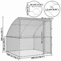 Outdoor Dog Kennel with Mesh Roof – Silver, Galvanised Steel