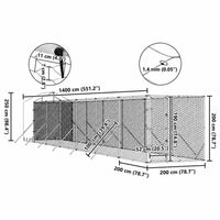 Dog Kennel with Roof & Sidewalls - Silver