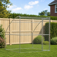 Outdoor dog kennel without roof, galvanised steel in garden