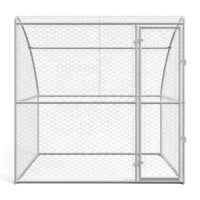 Outdoor Dog Kennel with Mesh Roof – Silver, Galvanised Steel