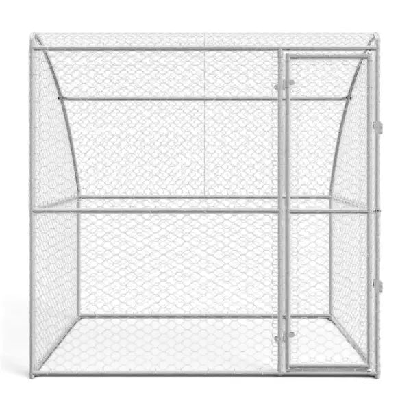 Outdoor Dog Kennel with Mesh Roof – Silver, Galvanised Steel