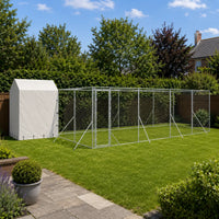 Large Dog kennel and run galvanised steel in garden