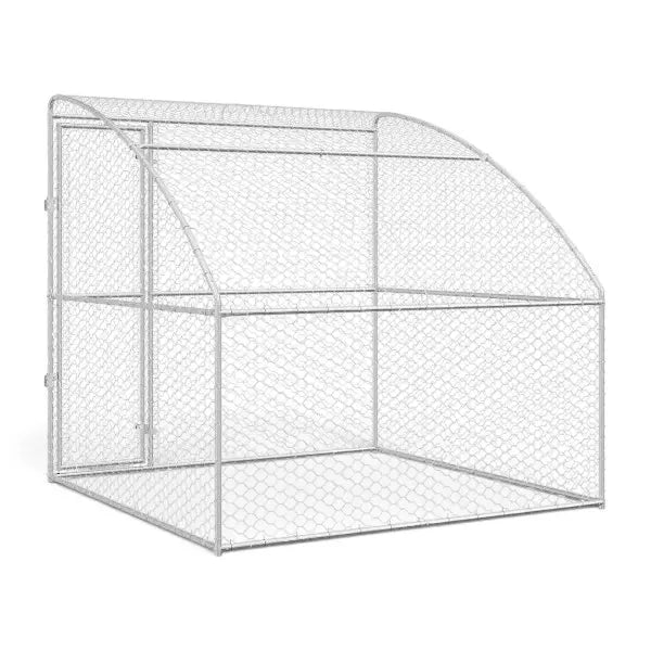 Outdoor Dog Kennel with Mesh Roof – Silver, Galvanised Steel