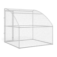 Outdoor Dog Kennel with Mesh Roof – Silver, Galvanised Steel