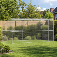 Outdoor dog kennel without roof, galvanised steel in garden