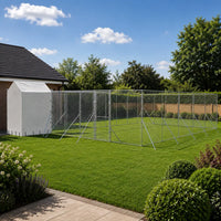 Large Dog kennel and run galvanised steel in garden