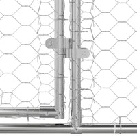 Outdoor Dog Kennel with Mesh Roof – Silver, Galvanised Steel