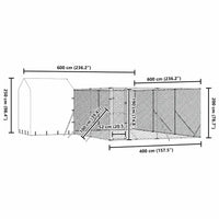 Dog Kennel and Run - Silver, Galvanised Steel