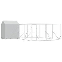 Dog Kennel and Run - Silver, Galvanised Steel