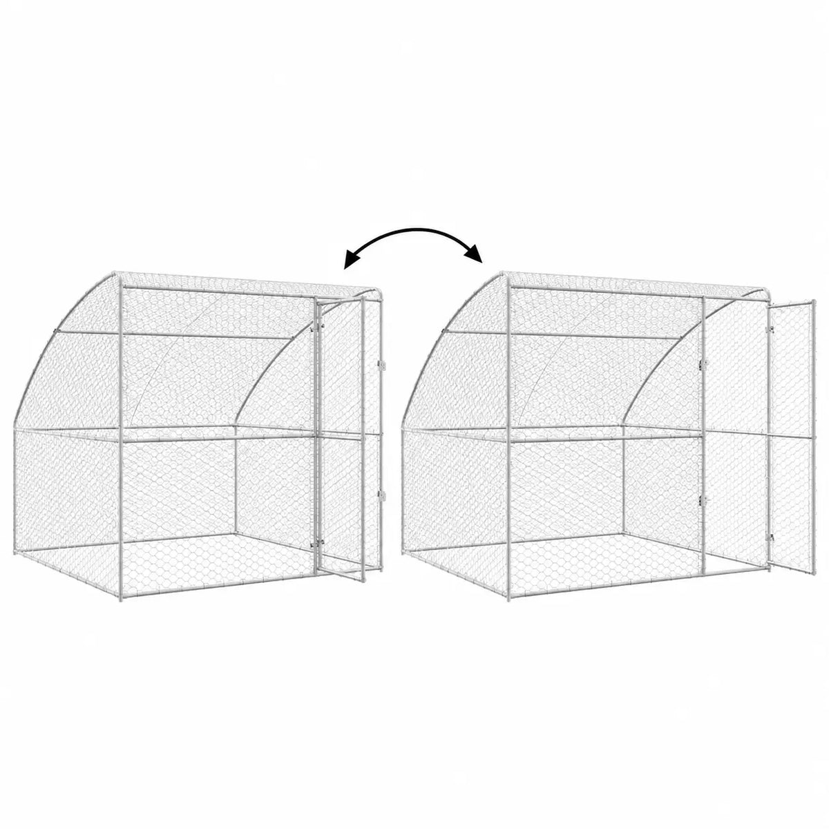 Outdoor Dog Kennel with Mesh Roof – Silver, Galvanised Steel