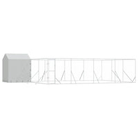 Dog Kennel and Run - Silver, Galvanised Steel