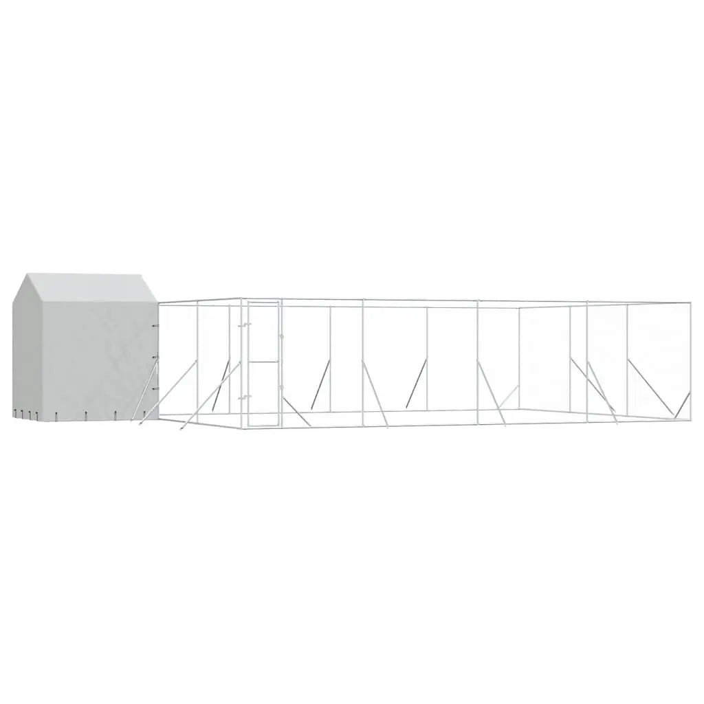 Dog Kennel and Run - Silver, Galvanised Steel