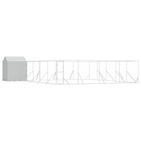 Dog Kennel and Run - Silver, Galvanised Steel