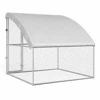 Compact outdoor dog kennel 200cm with 1 door and waterproof roof cover – galvanized steel