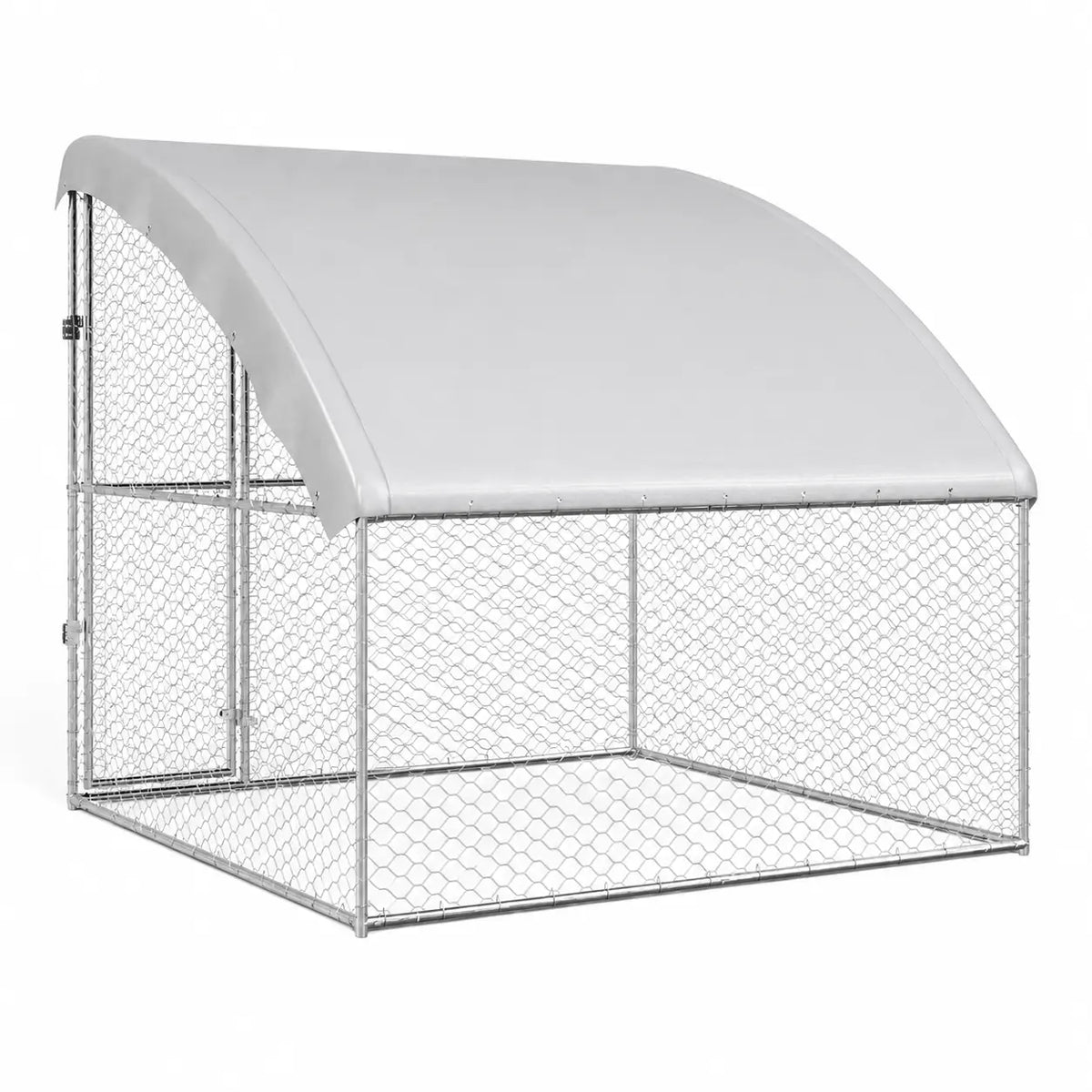 Compact outdoor dog kennel 200cm with 1 door and waterproof roof cover – galvanized steel