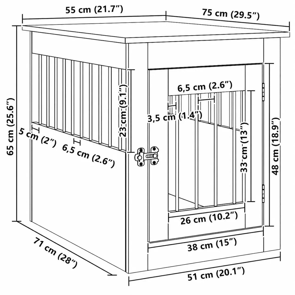 Dog Crate Furniture - Engineered Wood Side Table