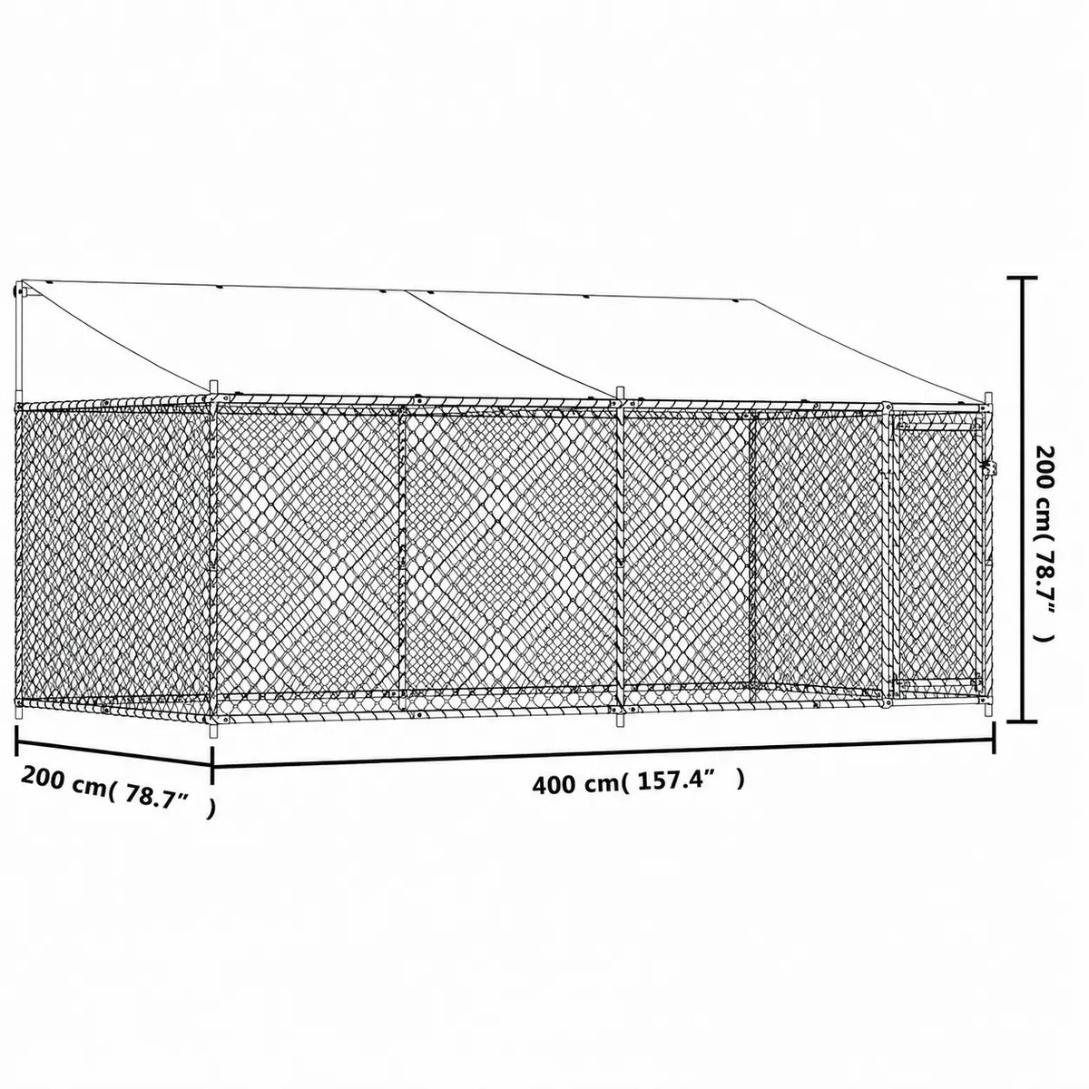 Outdoor Dog Kennel with Roof - Grey, Galvanised Steel