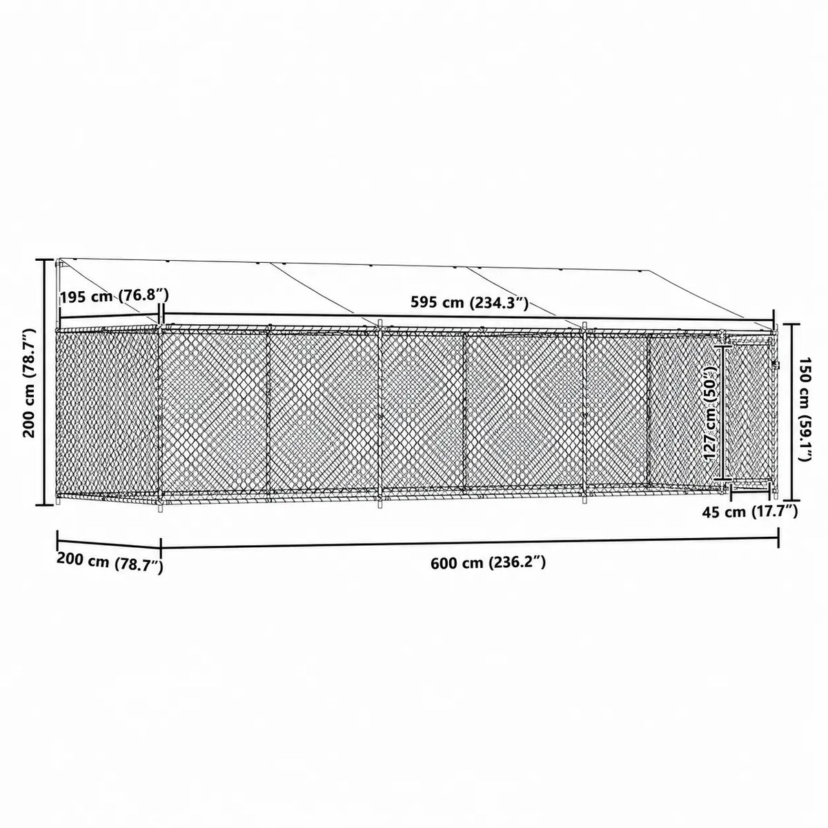 Outdoor Dog Kennel with Roof - Grey, Galvanised Steel