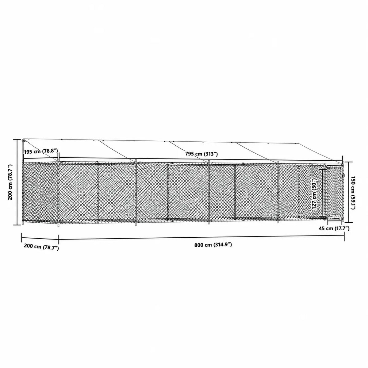 Outdoor Dog Kennel with Roof - Grey, Galvanised Steel