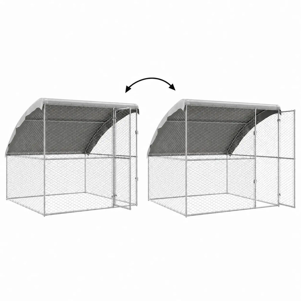 Outdoor dog kennel adjustable waterproof roof panel – angle and installation technical diagram