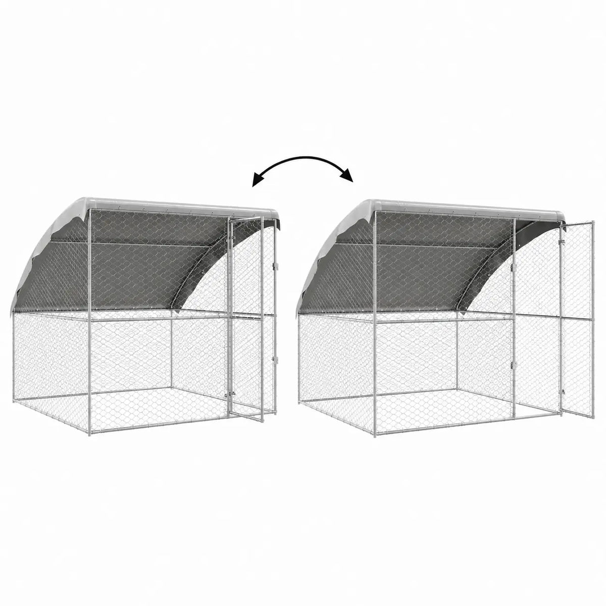 Outdoor dog kennel adjustable waterproof roof panel – angle and installation technical diagram