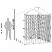 Dog Kennel with Roof & Sidewalls - Silver