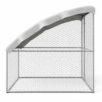 Curved waterproof roof cover detail on heavy-duty galvanized steel outdoor dog kennel