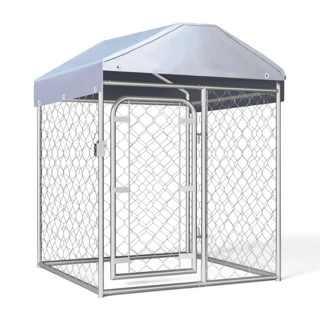 Outdoor Dog Kennel with Roof Galvanised Steel
