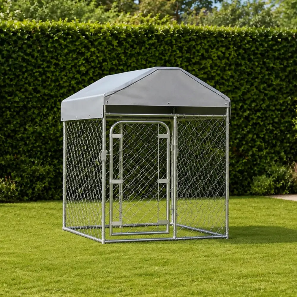 Outdoor Dog Kennel with Roof Galvanised Steel