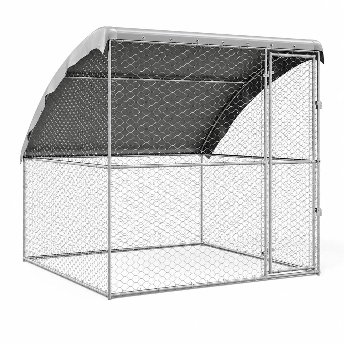 Outdoor dog kennel 200cm with waterproof roof cover and single door – galvanized steel dog run