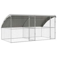 Extra large outdoor dog kennel 400cm with 2 doors and waterproof roof cover – galvanized dog run