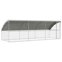 Outdoor Dog Kennel with Roof - Silver, Galvanised