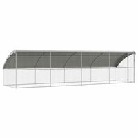 Outdoor Dog Kennel with Roof - Silver, Galvanised