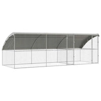 Outdoor Dog Kennel with Roof - Silver, Galvanised