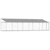 Outdoor Dog Kennel with Roof - Grey, Galvanised Steel