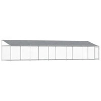 Outdoor Dog Kennel with Roof - Grey, Galvanised Steel
