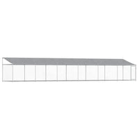 Outdoor Dog Kennel with Roof - Grey, Galvanised Steel