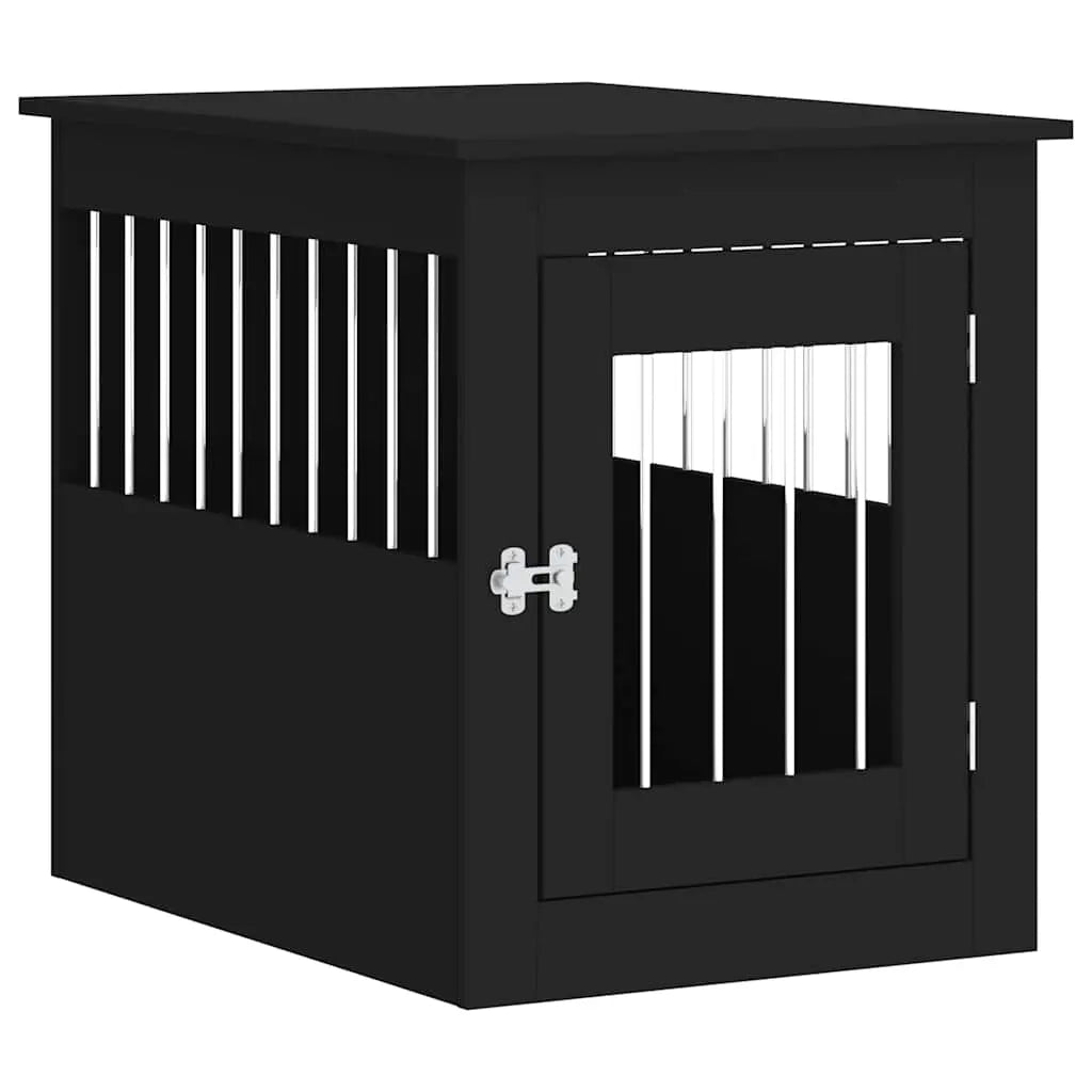 Dog crate furniture in wood colour black