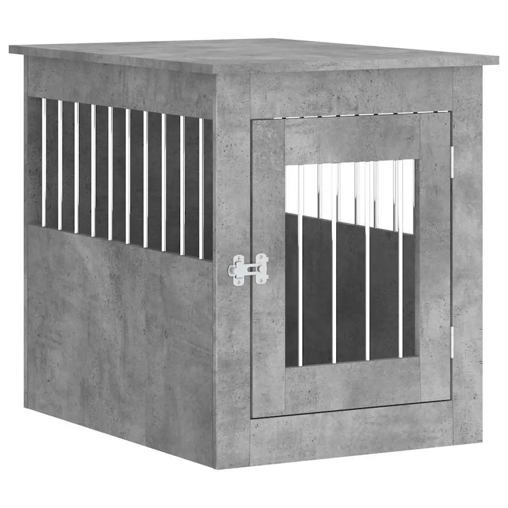 Dog crate furniture in wood colour concrete grey