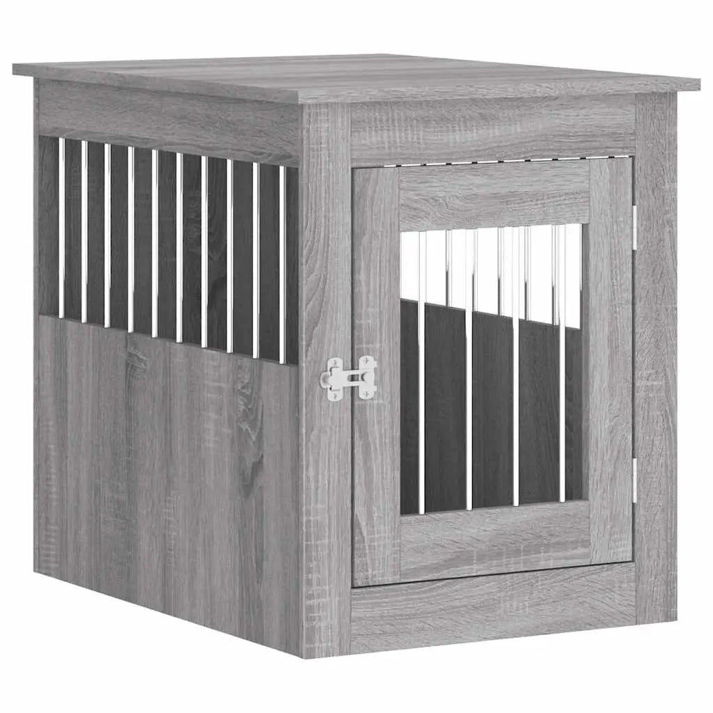 Dog crate furniture in wood colour grey sonoma