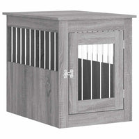 Dog crate furniture in wood colour grey sonoma