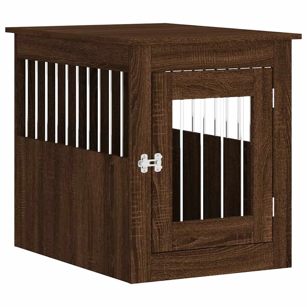 Dog crate furniture in wood colour brown oak