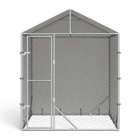 Dog Kennel with Roof & Sidewalls - Silver